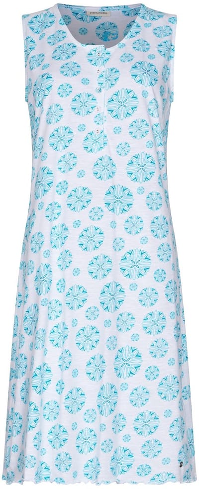 Pastunette - Nachthemd - Ipanema - Katoen -Turquoise/Wit - Maat 40