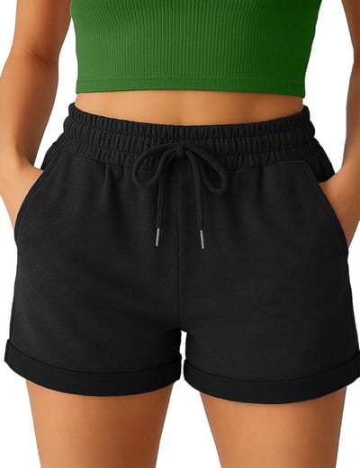 Smith & Solo korte broek dames - comfortabele shorts dames - katoen sweat short - Zwart - M