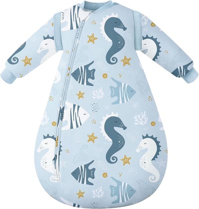 Winterslaapzak voor baby's met afneembare mouwen - 3,0 TOG, 84 cm, 12-18 maanden, warme katoenen babyslaapzak voor jongens en meisjes