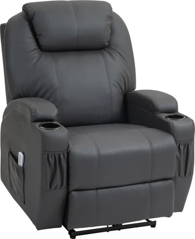 Massagestoel - Relaxfauteuil - Zetel - 1 persoons - Met armleuning - Zeer comfortabel - Elektrisch - Donkergrijs