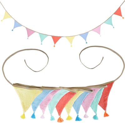 10 stuks veelkleurige stoffen slingers van 3,15 m met franjes voor feestdecoratie, kinderkamer en tuinfeest