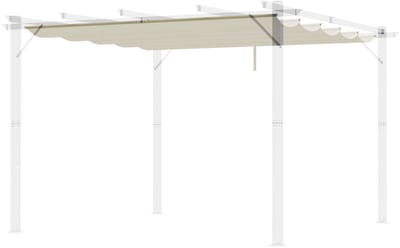 2,5x2,55m Uitschuifbaar Techno-doek voor pergola met 3x3 schoonmaakdoek en 10 afvoergaten Crème