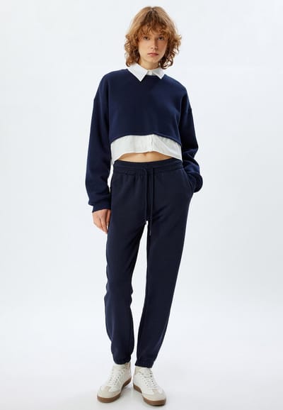 Brede pijpen geribbeld Sweat Bottoms