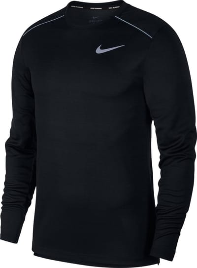 Nike Dry Miler Top Ls Sportshirt Heren - Black/Black/Reflective Silv - Maat XL