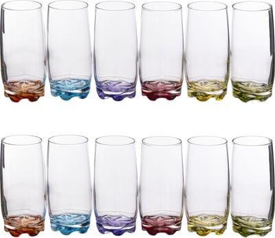 Secret de Gourmet Drinkglazen - 12x stuks - waterglazen - 380 ml - kleurenmix