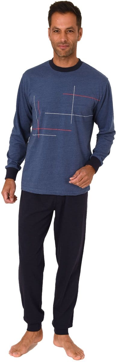 Herenpyjama met lange mouwen en manchetten Pyjama's in leuke kleuren en met frontprint