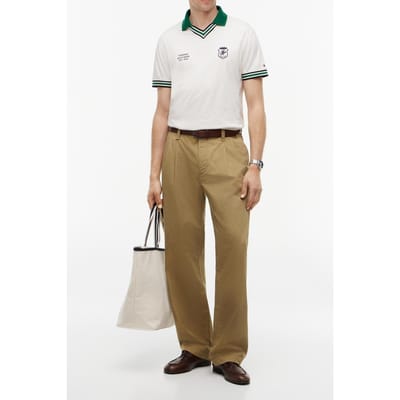 Tommy Hilfiger V Neck Pique Relaxed Ivory Petal Größe: S | Poloshirts Outlet | Herren | Weiß