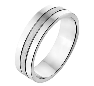 Zilver Gerhodineerde Ring A309 - 6 mm - zonder steen 1315211 17.00 mm (53)
