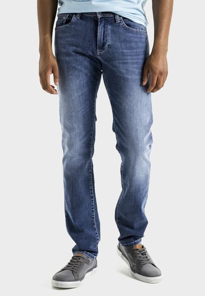 camel active Slim Fit Organic Cotton-Mix Jeans - Maat menswear-52/34 - Blauw