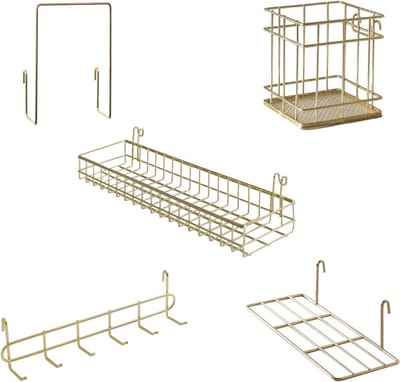 Metalen Gaas Wandrooster Paneel Set van 5 - Decoratieve Organizer voor Kantoor en Studie