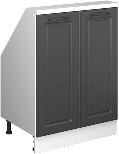 Keukenkast Schuine Wand - Opslagkast Hoek - Keuken Opbergen - Ruimtebesparende Oplossing - 60 cm Breed - Antraciet