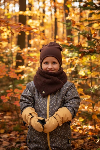 Ducksday - Ski wanten - waterdicht - voor kinderen - Okergeel - Fleece binnenin - Maat L - 6/8 jaar