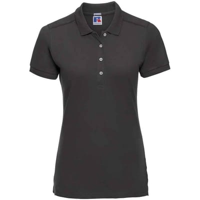 Russell Dames/Dames Piqué Stretch Poloshirt (Zwart)