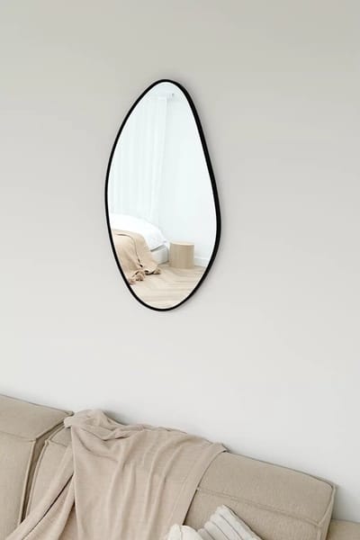 Nordic Style® Organische spiegel 82x46cm - Zwart - Scandinavische Spiegels - Overig - Wandspiegel - Badkamerspiegel - Gangspiegel - Wand - Gang - Badkamer
