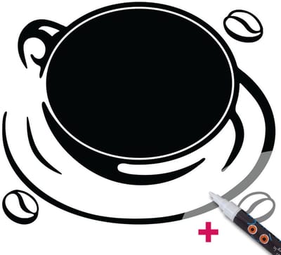Schoolbord muursticker - uitwisbare zelfklevende muurstickers - CAFE CHIC + WITTE VLOEIBARE KRIJT - 85x105cm
