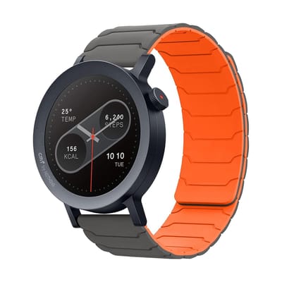 Dailygoods - Horlogebandje, 22 mm, compatibel met CMF Watch 3 Pro/CMF by Nothing Watch Pro 2, voor dames en heren, sterke magnetische lus, siliconen reservearmband, grijs-oranje
