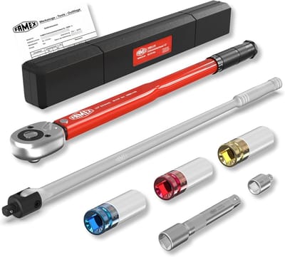Momentsleutel set - Wielwissel gereedschap - Auto onderhoud - Inclusief dopsleutels - 30-210 Nm - Rood