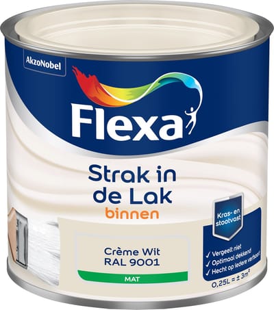 Flexa - Strak In De Lak Binnenlak Mat - Crème Wit / Ral 9001 - 250 Ml