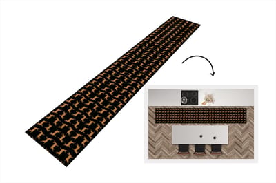 Keukenloper - Loper keuken - Patroon - Hert - Zwart - Bruin - 300x50 cm - Keukenloper vinyl