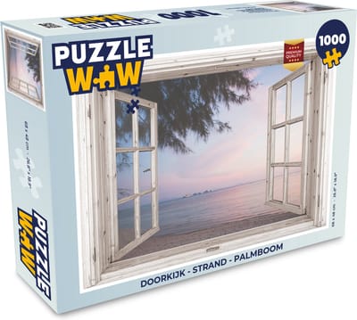 Puzzel Doorkijk - Strand - Palmboom - Legpuzzel - Puzzel 1000 stukjes volwassenen