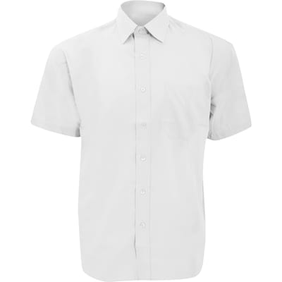 Russell Collectie Heren Korte Mouwen Poly-Katoen Easy Care Poplin Shirt (Wit)