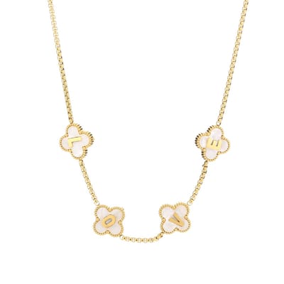 Bijoutheek Collier Klavers Love wit