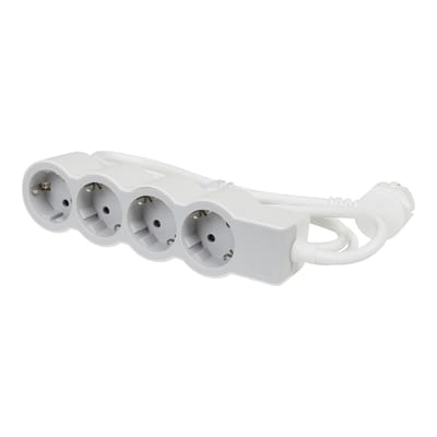 Legrand Standaardstopcontact 4x2P+A Met 3m Kabel - Wit/Grijs (Europese Stekkerdoos) - 694561 [10 stuks]