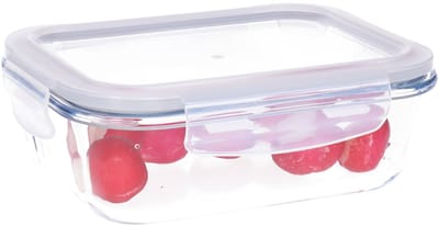 B-Home Vershoudbakje/lunchbox - luchtdicht - met clips - glas - 17 x 13 cm - 630 ml