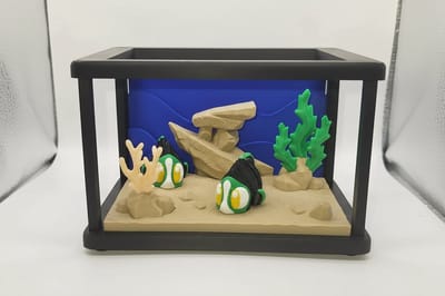 3D-geprint Aquarium met Vissen – Decoratief Beeldje voor Woondecoratie