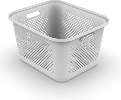 Ezystorage Witte kunststof mand - 19.6 liter - 38 x 32.5 x 22.5 cm - Deksels apart bestelbaar