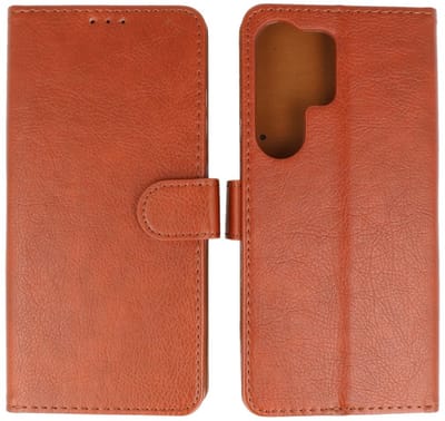 Zakelijke Book Case Telefoonhoesje - Portemonnee Hoesje - Geschikt voor de Samsung Galaxy S25 Ultra - Bruin