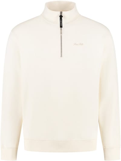 PURE PATH Loose Fit Half Zip Ls Sweaters Truien & Vesten Heren - Sweater - Hoodie - Vest- Creme - Maat XS