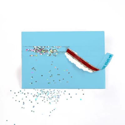 Joker Greeting Glitter Envelop kleur BLUE - Prank - Grappig - Single Pack