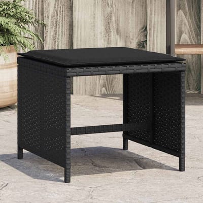 vidaXL - Tuinkrukken - 4 - st - met - kussens - 41x41x36 - cm - poly - rattan - zwart