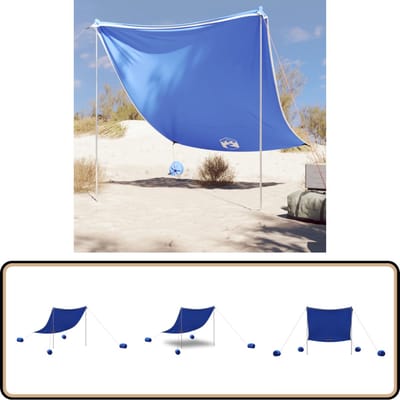 vidaXL Strandluifel - 214x236 cm - Blauw en Grijs Strandluifel - Parasol Strand - Zonnebescherming - Beachtent - Kampeeraccessoires