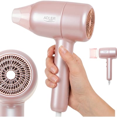 Adler haardroger AD 2279 1800W roze met ionisatie, 2 snelheden, 2 temperaturen, concentrator