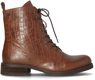 Lazamani - Nella Dames Veterboots Leer Brown - Maat 42