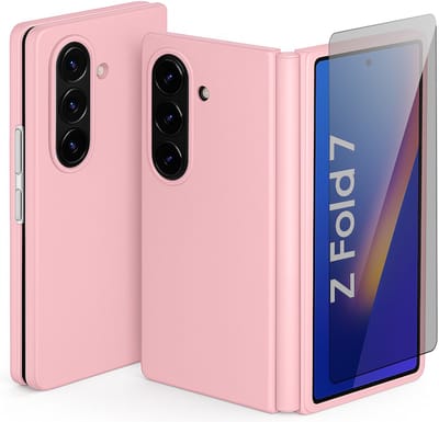 Hoesje geschikt voor Samsung Galaxy Z Fold 7 - Privacy Screenprotector Volledig Dekkend Glas - Mat Back Case Roze