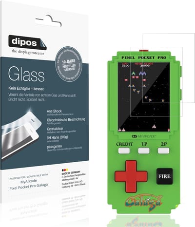 dipos – 2x Pantserfolie geschikt voor MyArcade Pixel Pocket Pro Galaga | 9H Screenprotector
