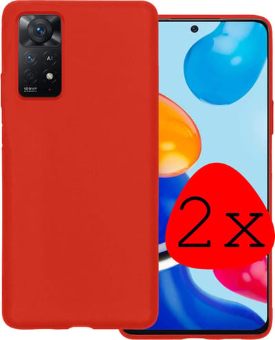 Hoesje 2 Stuks - Geschikt voor Xiaomi Redmi Note 11 - Sterk & Shockproof - Case Siliconen - Back Cover - Telefoon Hoes - Rood