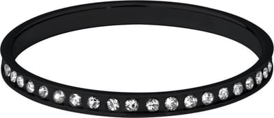 Quiges Stapelring Dames - Vulring Grijs Zirkonia - RVS Zwart - Maat 19 - Hoogte 2mm