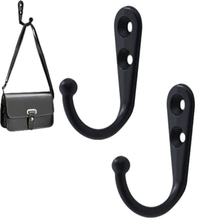 Set van 2 zwarte metalen gordijnhouders voor wandgordijnen - U-vormige gordijnhaken - decoratieve gordijnhouders voor gordijnen