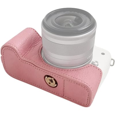 Étui de protection pour appareil photo portable de style rétro, sac de transport avec ouverture par le bas rose