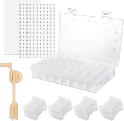 24 Compartimenten Opbergdoos voor Borduurgaren, Inclusief Spoelen en Stickers voor Naaiaccessoires, Ideaal voor Borduren en Kruissteekprojecten