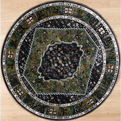 Muratap Picasso paloma rond vintage vloerkleed multi / groen laagpolig- 160 cm rond