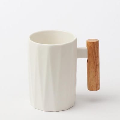 Mug en céramique à manche en bois nordique Tasse à eau littéraire Tasse à café Cadeau pour événement de vacances 301-400ml