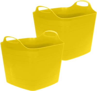 Excellent Houseware Flexibele emmer - 2x - geel - 25 liter - kunststof - vierkant - 35 x 38 cm