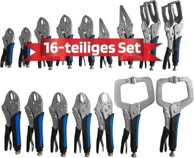 SW-Stahl 41560L griptangset 16-delig I universele, las-, Langbeck-, puntlasgrijptang I griptangset van chroom-vanadiumstaal I griptangset mat verchroomd