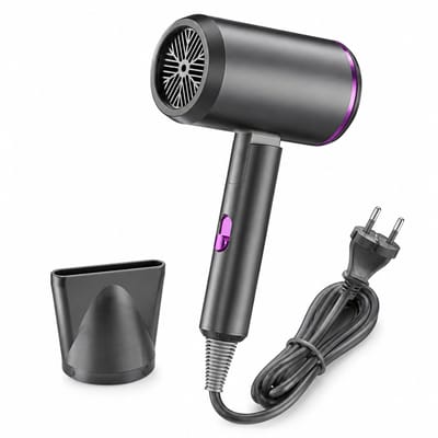 Opvouwbare haardroger - 1300 W - koude en warme lucht - 3 snelheden - blaasmond - grijs