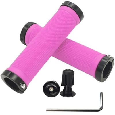 Antislip Fietsstuurgrepen met Aluminium Slot voor MTB en BMX - Roze